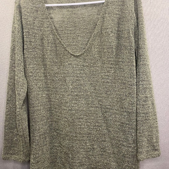 Stansbury Olive Green Loose Sheer Knit Sweater Top - Picture 3 of 7